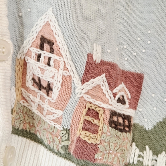 Vintage Alfred Dunner Patchwork Floral Embroidery Cardigan Sweater Cottagecore - Picture 7 of 12